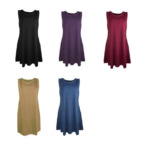 Vestido corto de verano con bolsillos, sin mangas, corte A, cuello redondo, color liso, largo por encima de la rodilla, ideal para citas, fiestas en la playa.