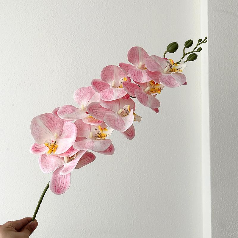 9 Head Latex Butterfly Orchid Artificial Flowers Hand Feeling Fake Flowers RoomTable Decoration Wedding Arrangement