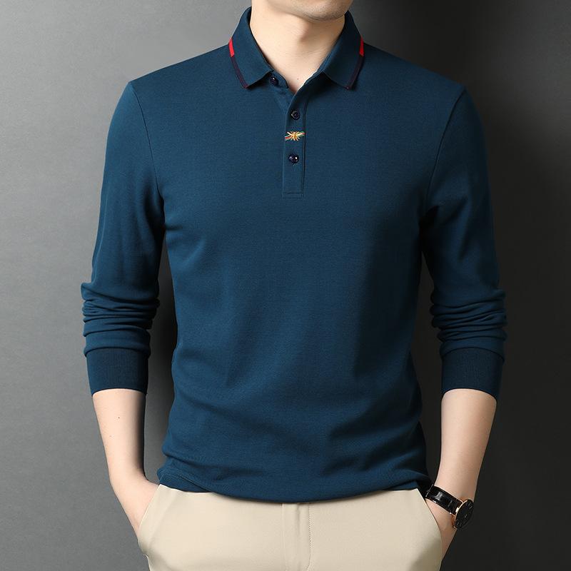 Cămăși POLO Brodate Noi de Primăvară și Toamnă pentru Bărbați Tineri și de Vârstă Mijlocie Topuri Casual Tricouri cu Mânecă Lungă pentru Bărbați