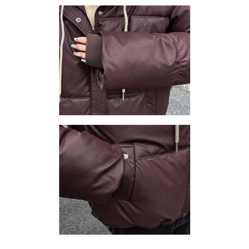 Women S Short Hooded Cotton Padded Coat Fake Two Piece Casual Jacket