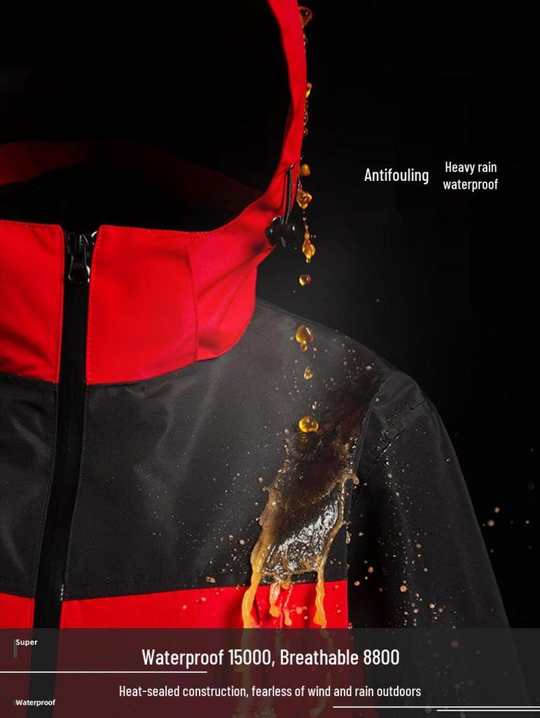 Unisex Waterproof Windproof 3-in-1 Detachable Jacket Set: Fleece-Lined, Thickened, Warm Outdoor Outerwear