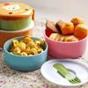 Mini Bento Box For Kids Cute Animal Lunch Box Double-layer Round Children's Lunch Box Snack Box Portable Microwave Lunchbox