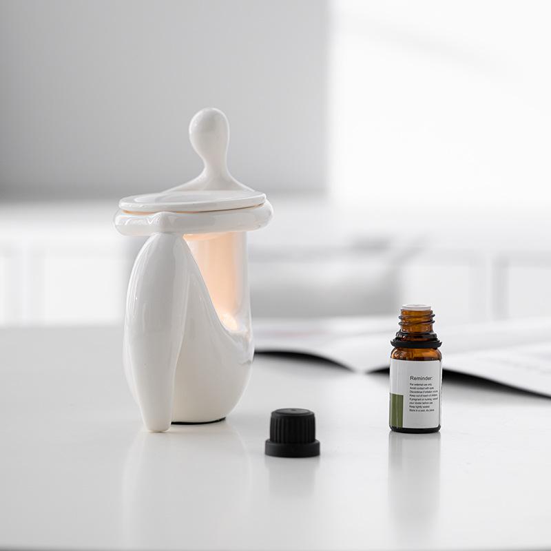 Kreative Kerzenständer, beruhigender ätherischer Öl-Aromatherapie-Diffusor, beheizter Weihrauch-Diffusor, weißer Keramik-Kerzenhalter, Heimdekoration