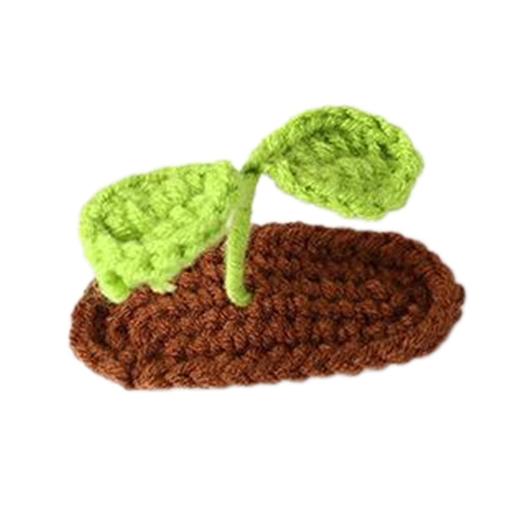 Cute Flat Clip Hairpin Crocheted Sprout Flower Headwear Bunches Clip Elegant Knit Hair Clip Photo Props