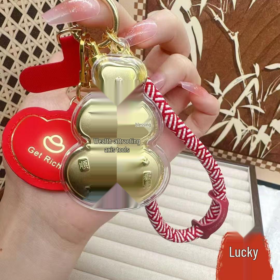 999 Pure Gold Gourd Keychain: Heavenly Blessings Pendant for Phone or Bag - Perfect Gift
