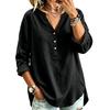 Chemise boutonnée décontractée à col en V pour femme, coupe ample, pour un usage quotidien