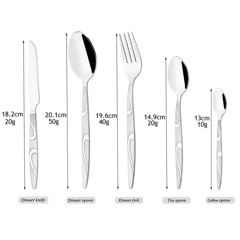 Nádobí speciální vzor Vintage stříbrná sada příborů 304 nerezová ocel lžíce vidlička steak nůž sada cestovních příborů nádobí