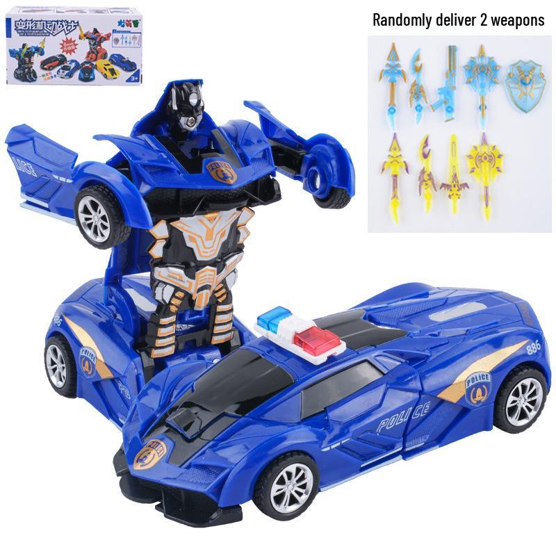 Children's Deformation Toy Car - One-Key Inertia Impact Puzzle Vehicle