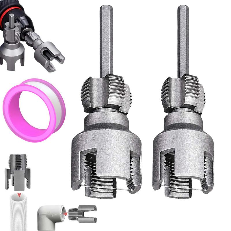 PVC Pipe Threading Tool Electric Pipe Threader External Internal 1/2 & 3/4 Dies Cutter for Home Repair Water Tube Hose Wood