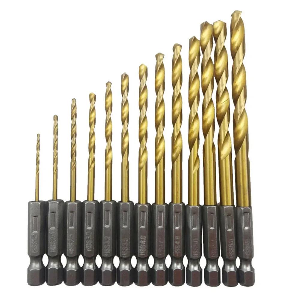 13 PCS Cobalt T Wist Drill Bit Set Of Drills For Metal Hole Punch HSS Titanium Coated Hard Carbide Drilling Woodworking Tool Bit