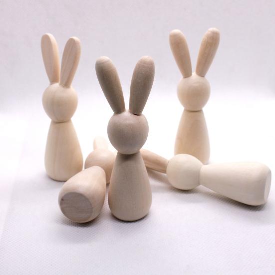 Unfinished Wooden Rabbit Wood Easter Blank Bunny Bunny Figurine Crafts DIY Mini Peg Dolls