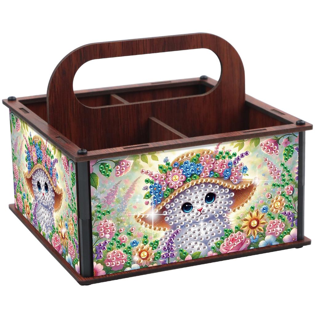 DIY Wooden Diamond Painting Kits Organizer Box Makeup Brush Organizer Home Dining Living Room Tabletop Art Decoration