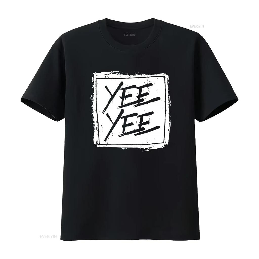 Yee Distressed Square Print T Shirt for Men and Women Fashion Streetwear vintage Washed fashion graphic designer clothes