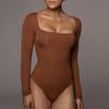 Ženy Podzim Zima Jednobarevné Spodní body Body Maketa Výstřih Dlouhý rukáv Zip Poloviční léga Fleecová podšívka Skinny Fit Romper