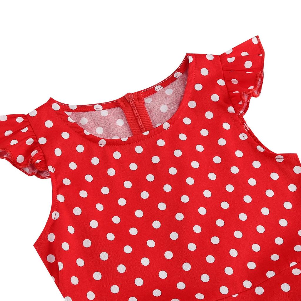 Μοντέρνο παιδικό φόρεμα με πουά και φρέσκια ρετρό φούστα