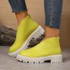 Autumn New Round Toe Rear Zipper Anti-Slip Wear-Resistant Short Boots Block Heel Platform Single Boots