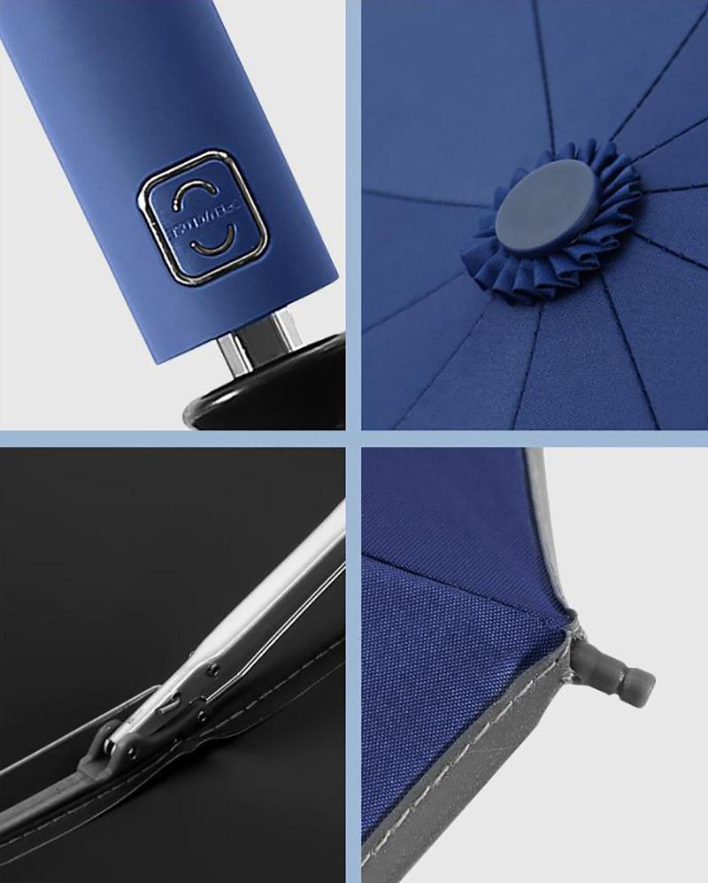 Sturdy 10 Ribs 3 Folding Umbrella Windproof Anti-UV Automatic Folding Umbrella With Luminous Strips Safe At Night