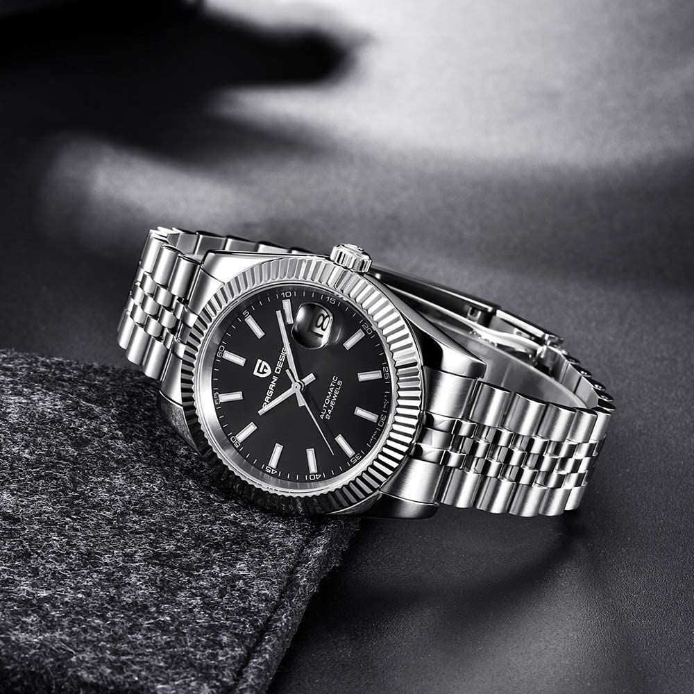 Montre PAGANI DESIGN Mouvement automatique Fabriquée au Japon Boîtier mécanique de plongée Lunette en céramique étanche Montre de travail habillée Bracelet en acier inoxydable