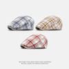 Damska wiosenno-letnia cienka oddychająca czapka w kratę, męska brytyjska czapka gazeciarza, retro beret