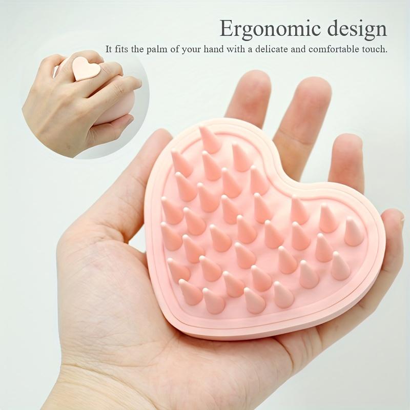 Silicone Scalp Massager with Heart Design Soft Nodes Ease Tension During Shampoo Enhances Hair Health Comfortable Grip