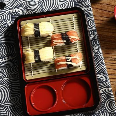 Japanische Kaltnudelspeise mit Bambusmatte Kunststoff Soba-Nudelplatte Mehrzweck Modische Sushi-Lebensmittelschale Party