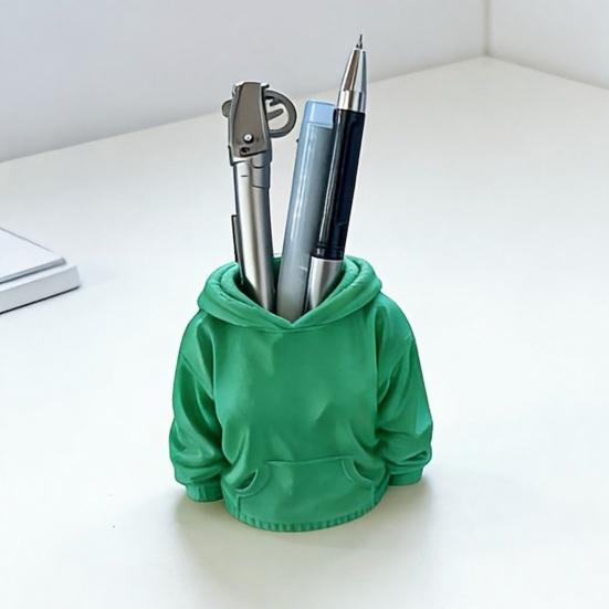 3D Printed Hoodie Pen Holder, Makeup Brush Organizer for Desk, Creative Sweatshirt Shape Pencil Storage Container, School Office Supplies