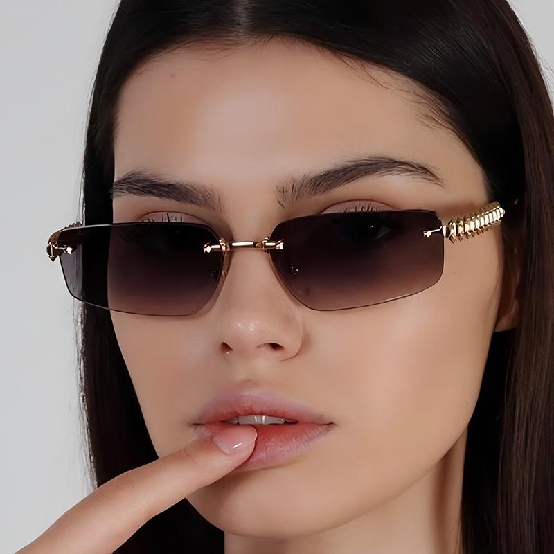 Rimless Metal Sunglasses for Women Men Vintage Luxury Brand Designer Outdoor Travel Popular Sun Glasses UV400