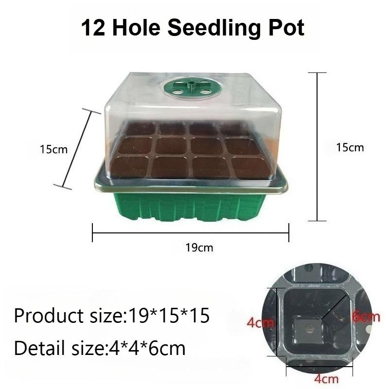 12 ячеек Пластиковые горшки для растений Ящик для выращивания Горшки для рассады Садовый посевной лоток Садоводческий горшок для посадки суккулентов 1PC зелёный