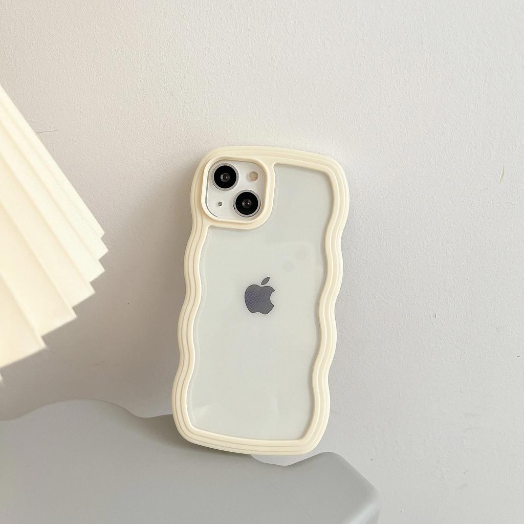 Fashion Transparent Curly Wave Case for iPhone 16 11 12 13 14 15 Pro Max Plus17 Air Shockproof Bumper Cover Capa Aesthetic