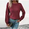 Autumn Casual Top Multi-Color Crew Neck Long Sleeve Jacquard Solid Color Women Sweater