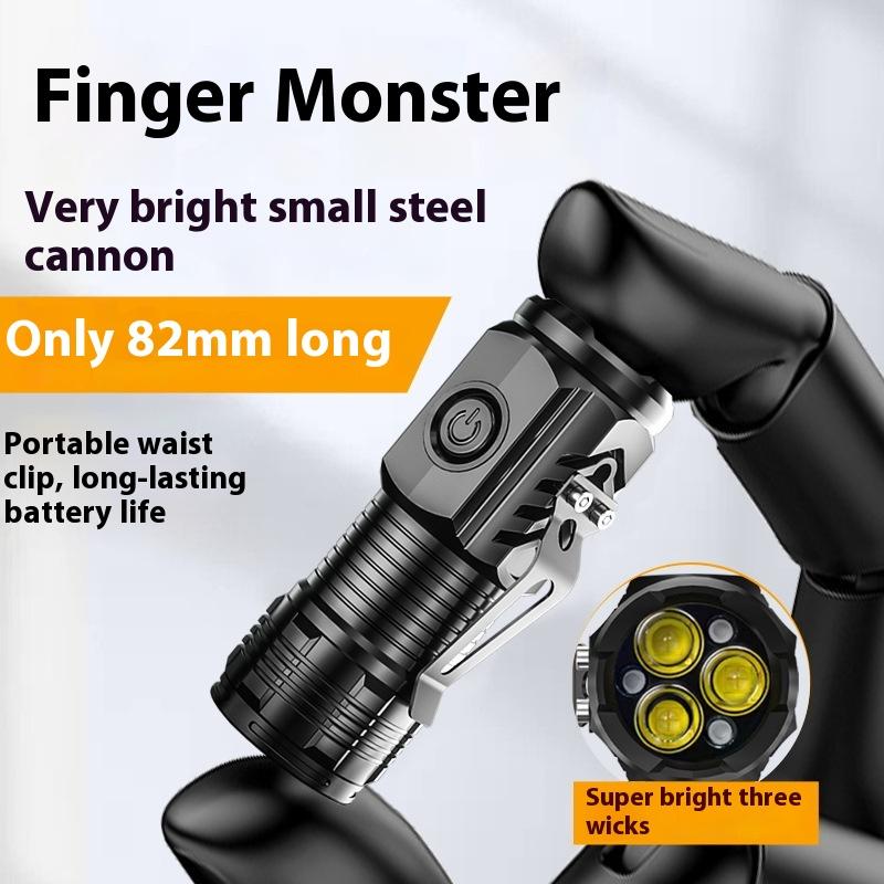 1 Set Plastic Three Eyed Mini Super Powerful Flashlights Rechargeable Torch Light Tactical Flashlights High Power Led Flashlight