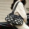 Retro Y2k Polka Dot Motorcycle Underarm Bag Stylish Women's Belt Buckle Design Shoulder Bag Niche Rivet Patchwork Design Handbag