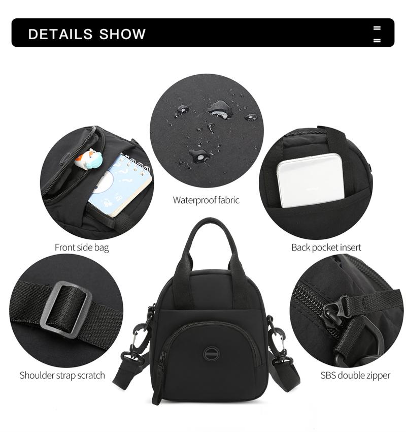 Women's Solid Color Nylon Bag Large Capacity Mobile Phone Bag Shoulder Bag Crossbody Bag