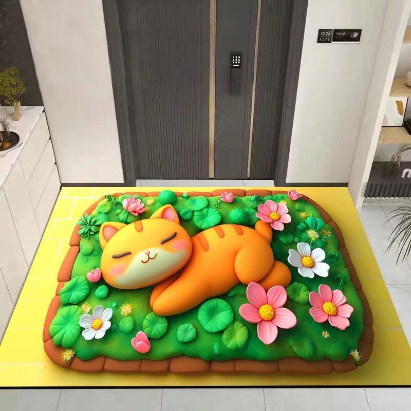 3D Cartoon Schattige Kat Vloerkleed Tapijt voor Woonkamer Kinderkamer Mat Sofa Deurmat Vloerkleed Woondecoratie Antislip Zachte Mat Cadeau
