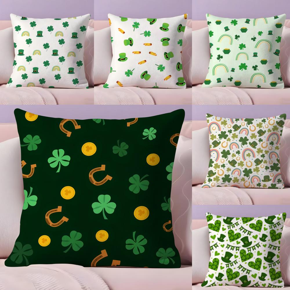 Funny St Patricks Day Cushion Cover Short plush Doublesided Print Square Throw Pillow Covers Sofa Home Cushion Decor