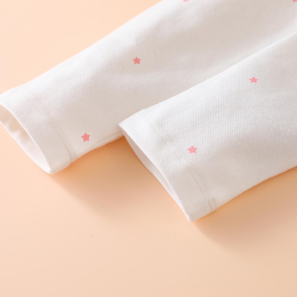 Girls Cotton Long Sleeve Polo Shirt White with Pink Collar And Cute Cartoon Patch Kids' Fashion Top for Ages 2-6