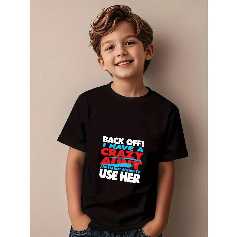 

European Size Boys Round Neck Short Sleeved T Shirt with Unique English Print 98cm чёрный