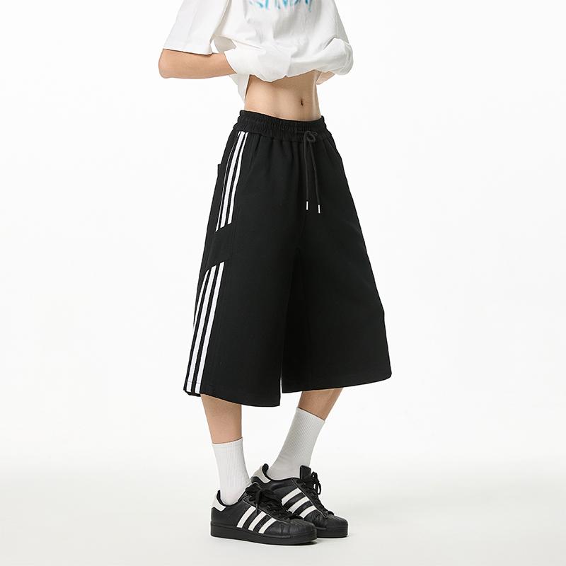 Amerikanische Cropped Hosen Herren Frühling und Sommer Weites Bein Locker Mittellange Hosen Freizeit Sport 7/8 Hosen Jungen Über dem Knie Shorts