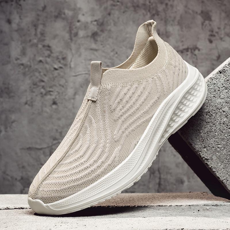

New Breathable Men Casual Shoes Outdoor Male Walking Shoes Anti-slip Men Sneakers Slip on Flats Vulcanized Shoes Big Size 39-48 36 бежевий