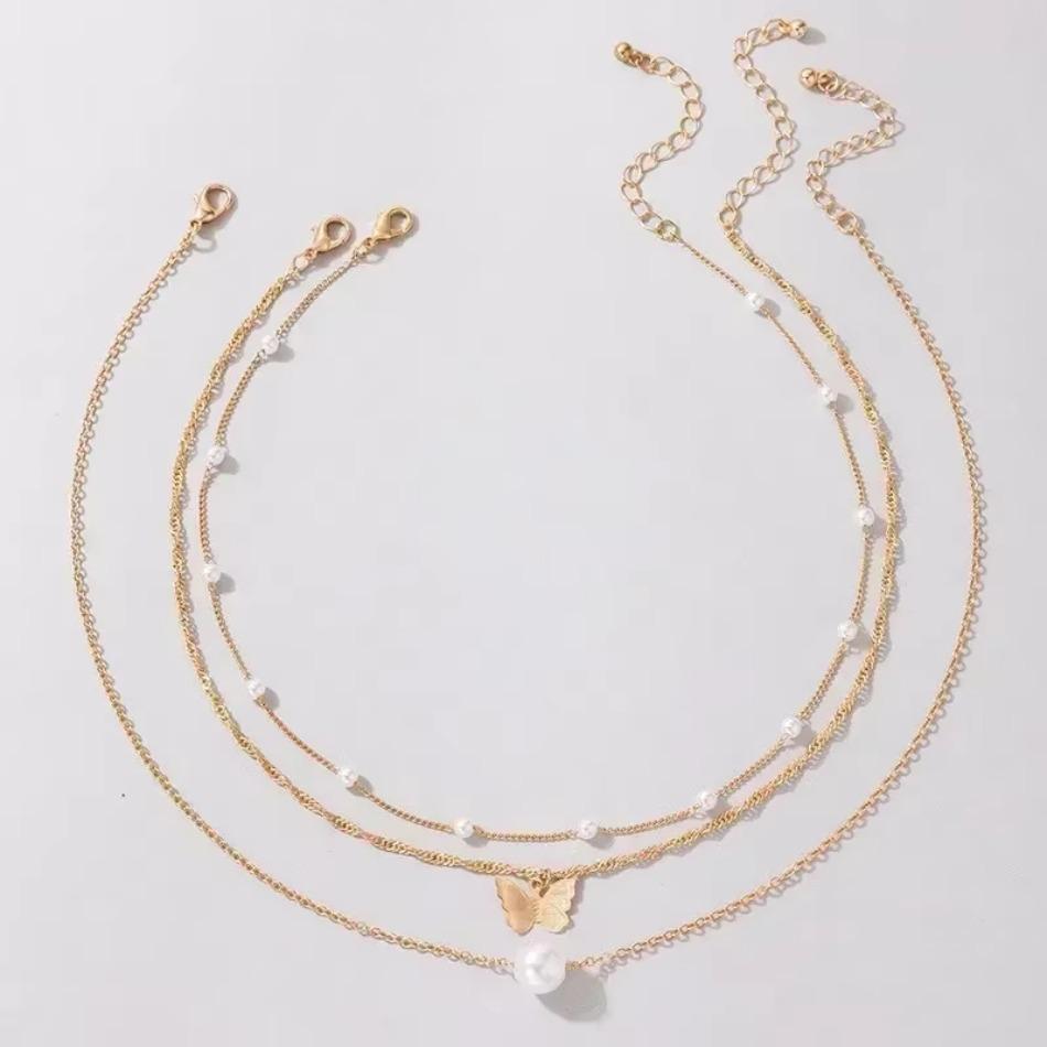 Bohemia Gold Color Multiple Styles Necklace for Women Trendy Multi-Layer Crystal Pendant Necklaces Set Fashion Jewelry Gifts