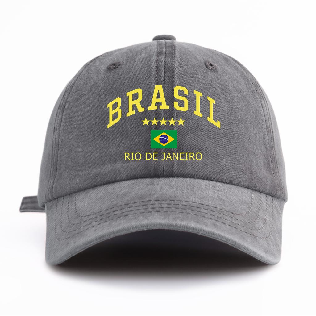Berretto da Baseball Unisex con Stampa Bandiera Lettere Brasile Lavato Cappello da Papà Retrò Vintage Disponibile in Diversi Colori Retrò Cappello da Sole da Esterno