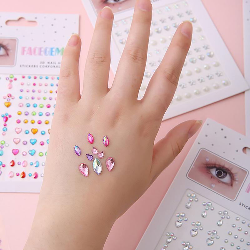 Face Gems Tattoo Eye Jewels Festival Body Make Up Sticker Diamond Pearls
