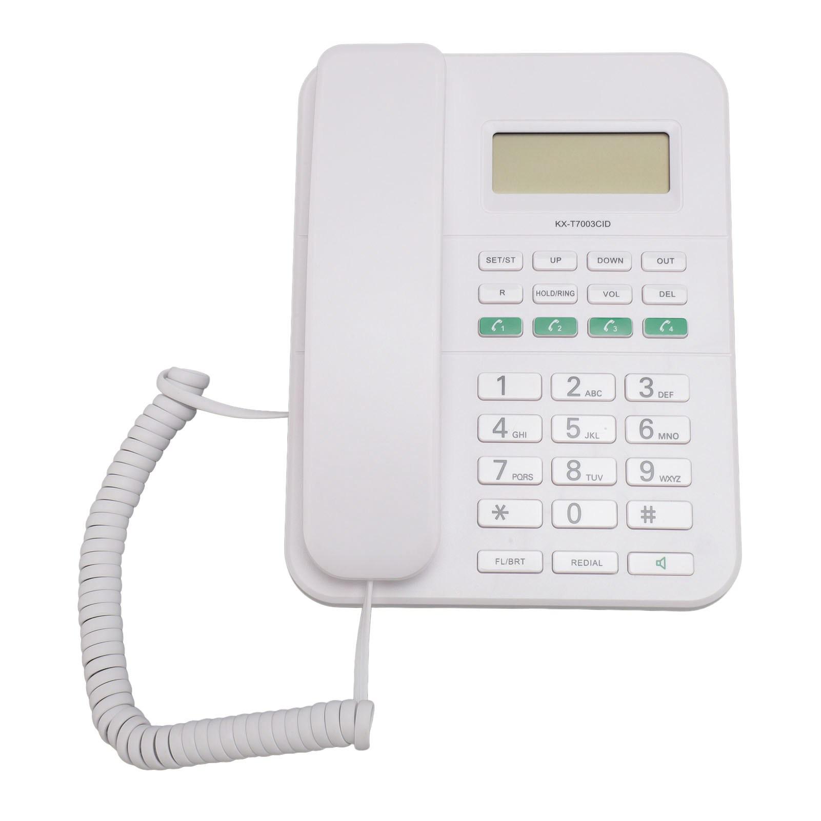 

Проводной стационарный телефон с 4 уровнями громкости и 5 уровнями яркости ЖК-дисплея, регулируемый идентификатор вызывающего абонента HD 16 бит белый