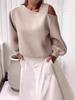 2024 Women's Casual Off-the-Shoulder Loose Fleece Sweatshirt - Autumn Long-Sleeved