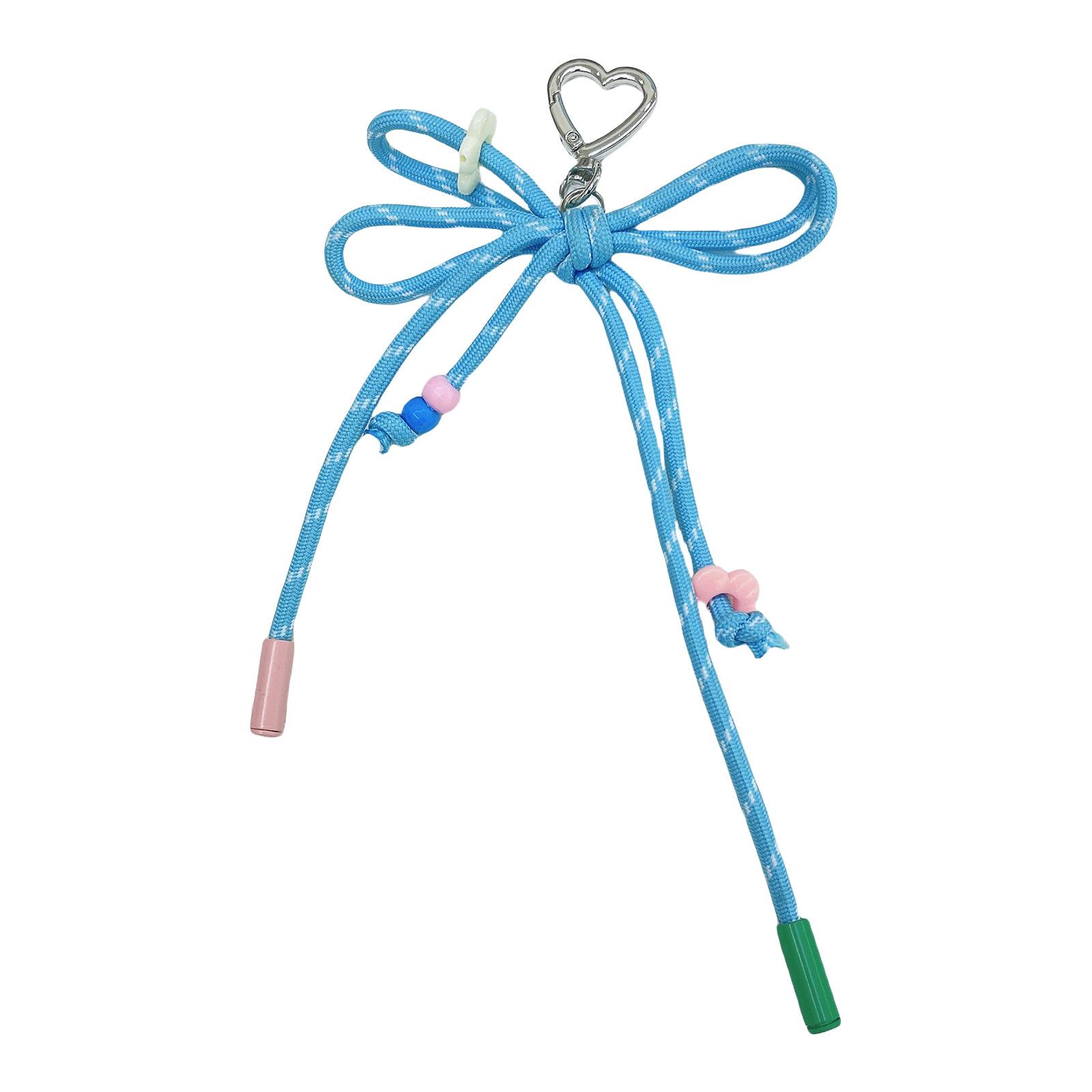

Handcrafted Candy Color Braided Bowknot Keychain Nylon Weaving Rope Keyring Jewelry for Fashionable Women and Students синий