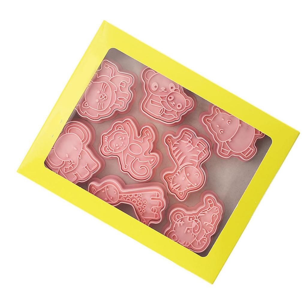 8Pcs Cookie Cutter Animal Shape Food Grade Plastic Biscuit Baking Mold Cutter for Cookies Fondant