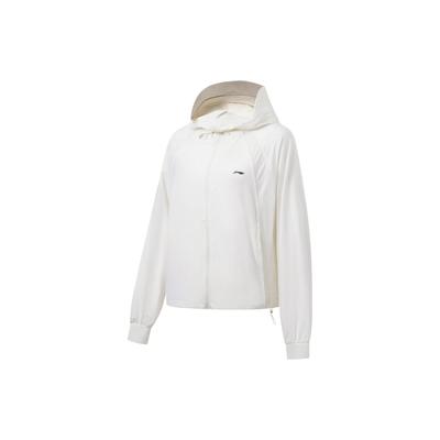 Li Ning Série Fitness UPF 50+ Couleur Unie Coupe Ample Veste à Capuche de Protection Solaire Femmes Vestes Blanc AWDT576-1