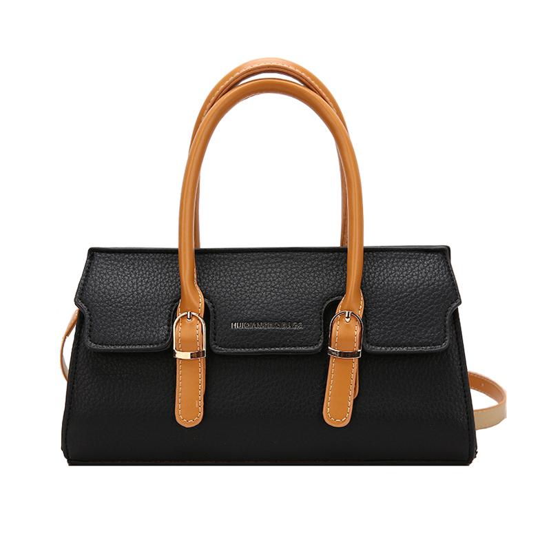New Retro Contrasting Color Temperament Crossbody Bag Fashion Versatile Simple Casual Pu Leather Shoulder Bag Women'S Handbag