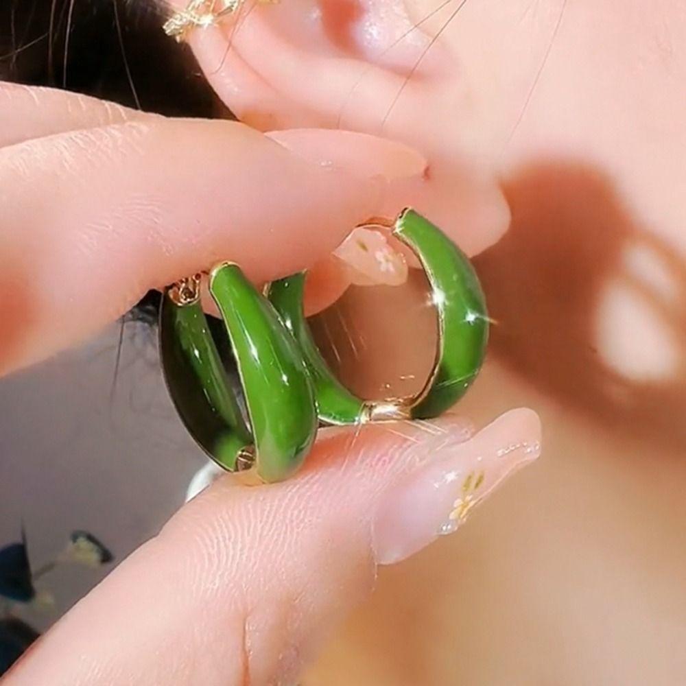 Zinc Zinc Alloy Enamel Hoop Earrings Circle Hoop Ear Buckle Vintage Dripping Oil Earring  Party