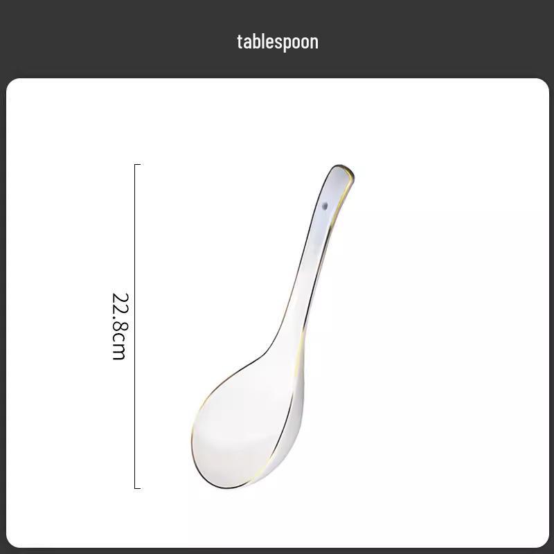 Tangshan Bone China Long Handle Soup Spoon - Ceramic Tableware Ladle Spoon